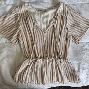 Medium Abercrombie & Fitch White and Tan stripped blouse